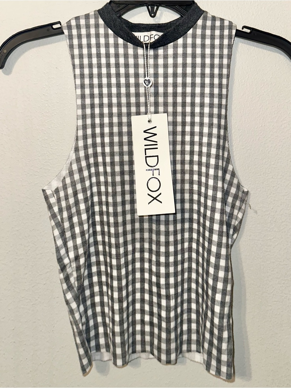 Wildfox Gray & White Gingham Sleeveless Top NWT